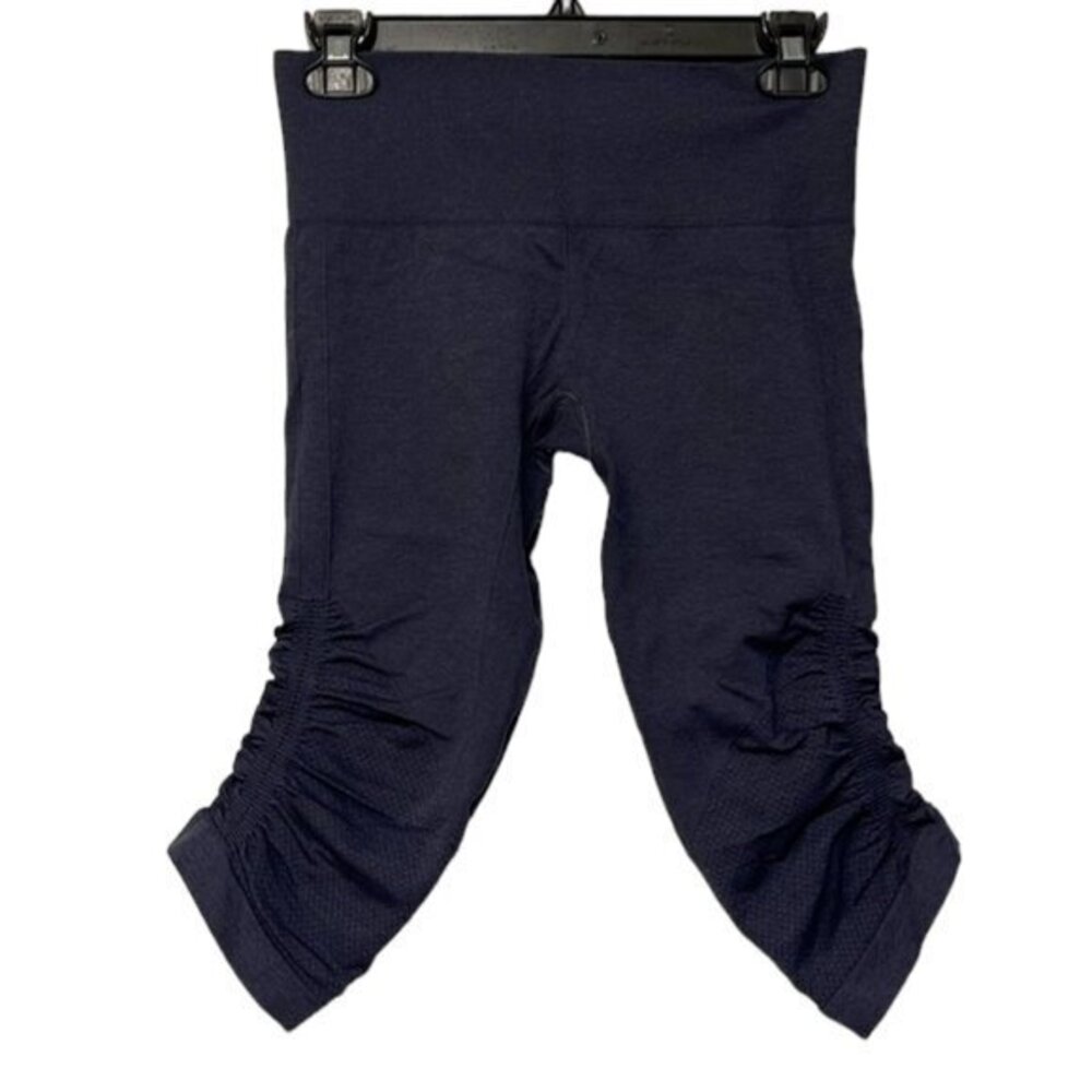 Lululemon the Flow Crop II Ribbed Cropped Leggings Capri Navy Size 6 GUC #5879